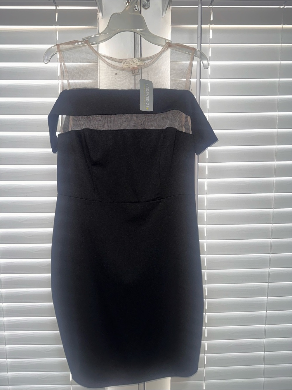 Forever 21 Black  Mesh Yoke Mini Dress 0X Brand New